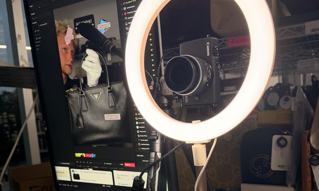 Close-up of the live-selling studio setup during a TikTok Live