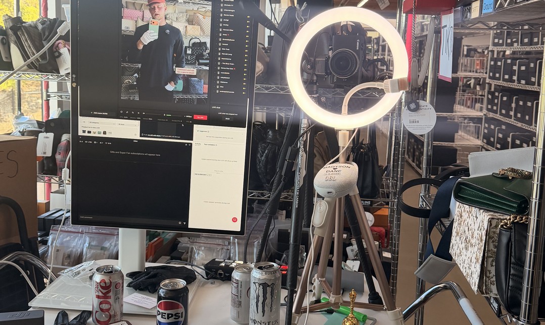 The Upstream live-selling studio with ring light, camera and monitor